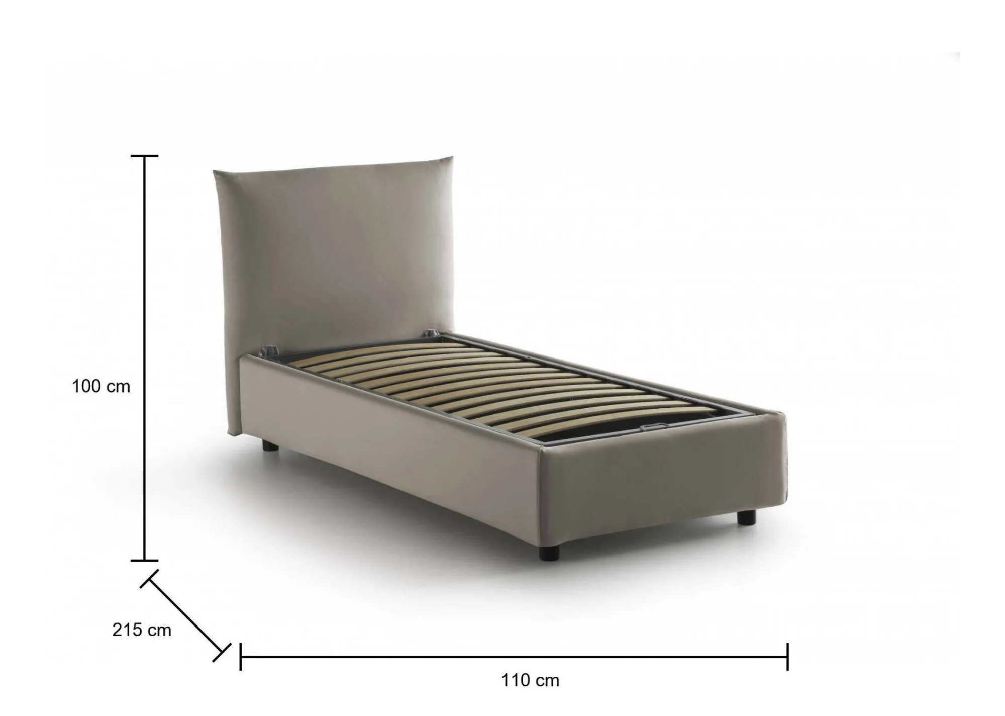 Letto singolo Ippolito, adatto per materasso Cm 80x190,<Dmora Best Sale