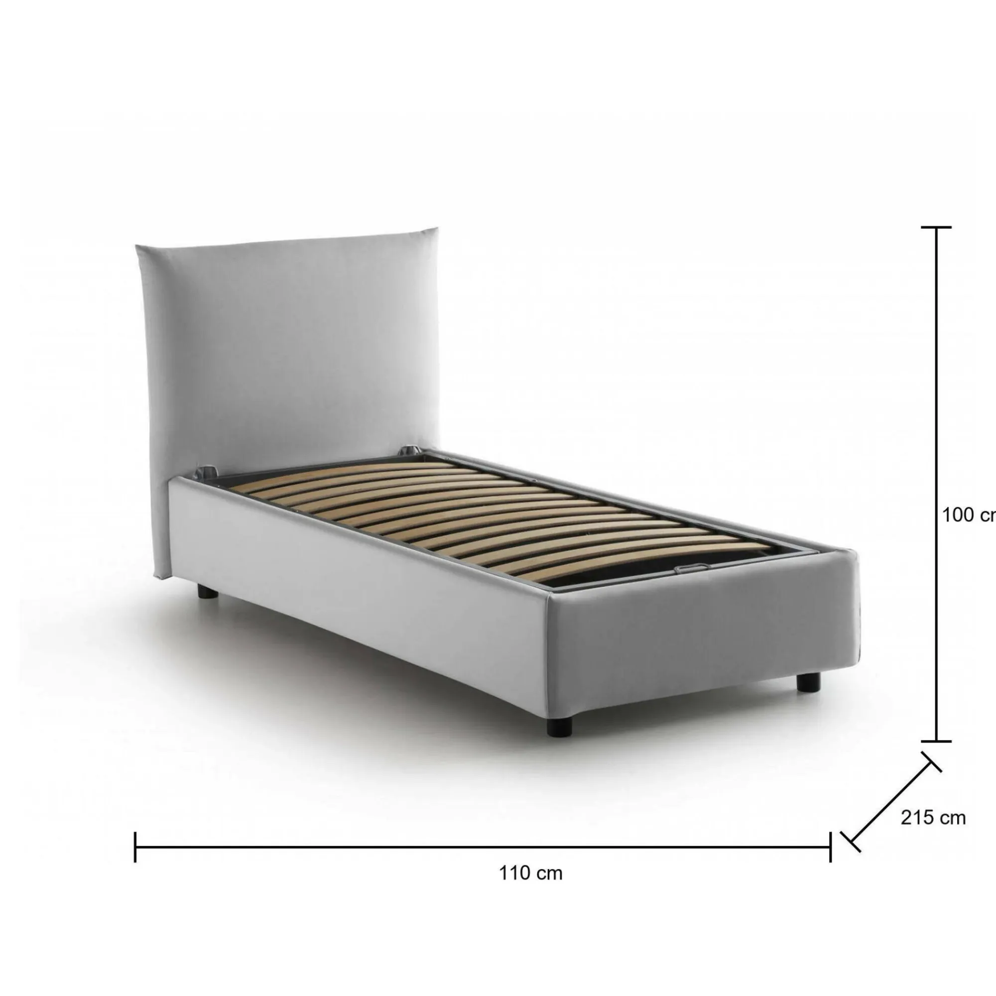 Letto singolo Ippolito, adatto per materasso Cm 80x190,<Dmora Fashion
