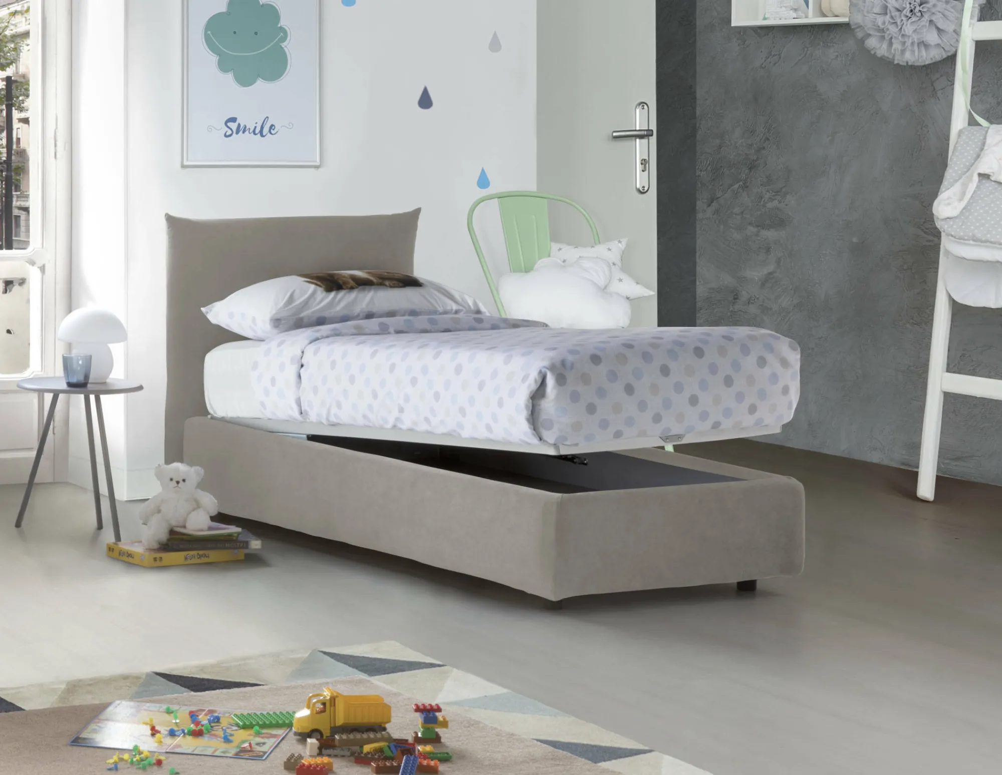 Letto singolo Ippolito, adatto per materasso Cm 80x190,<Dmora Clearance