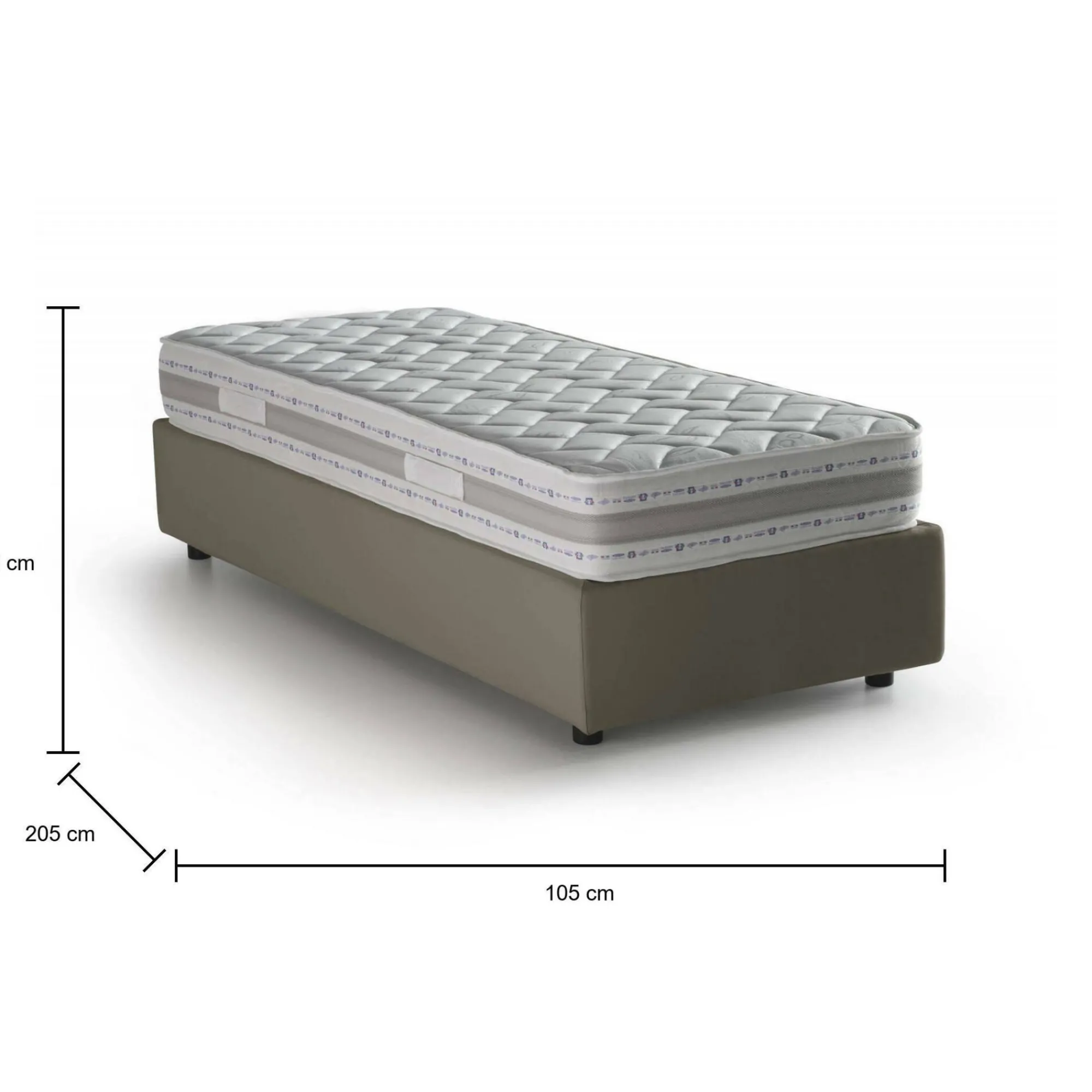 Letto singolo Nantine, con materasso Cm 90x190 incluso,<Dmora Shop