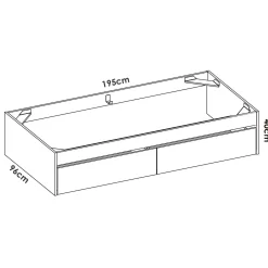 Letto singolo Neki, 96x195 h40 cm, Bianco e Rovere<Dmora Best
