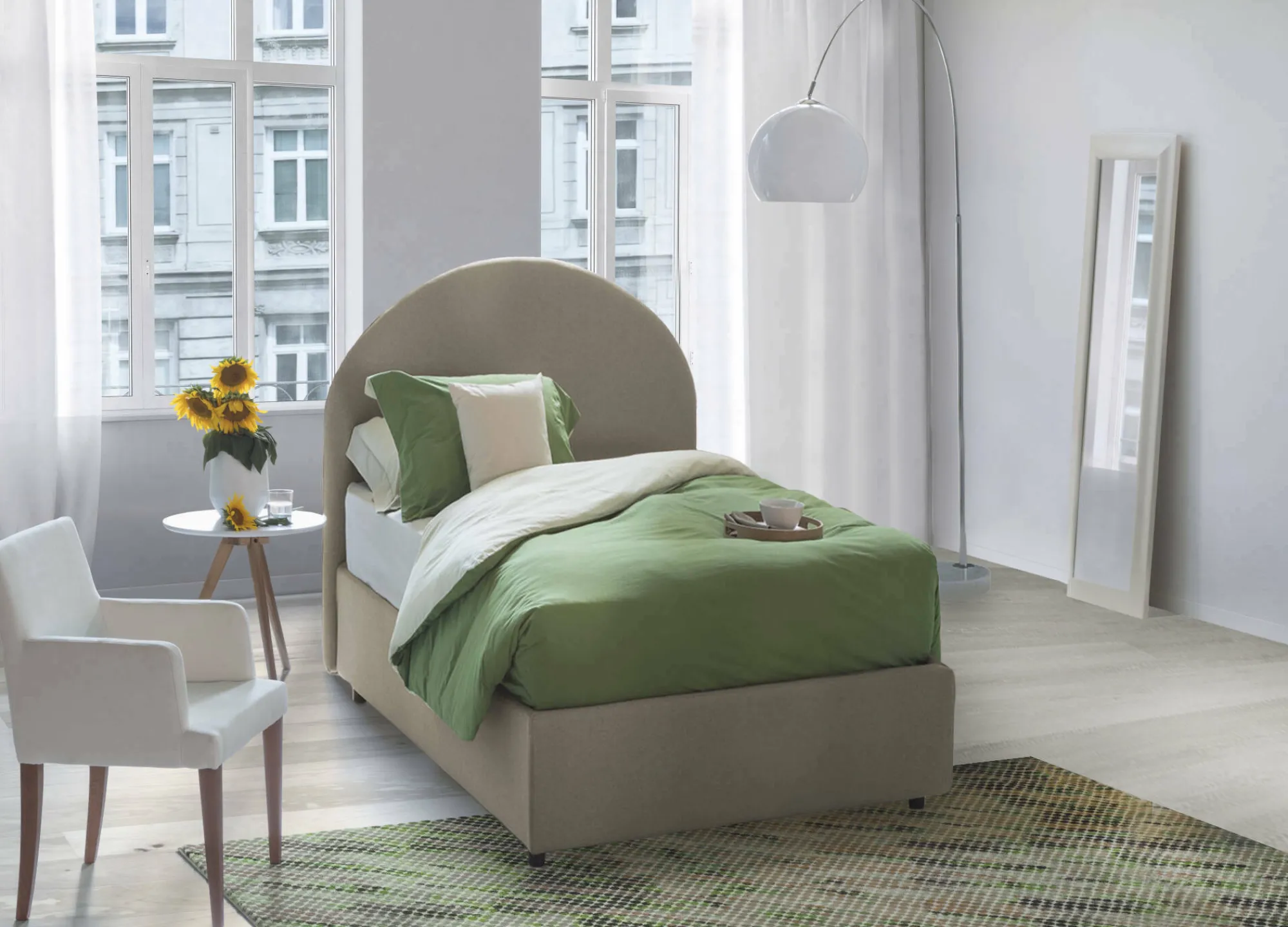 Letto singolo Parco, con materasso Cm 80x190 incluso,<Dmora Cheap