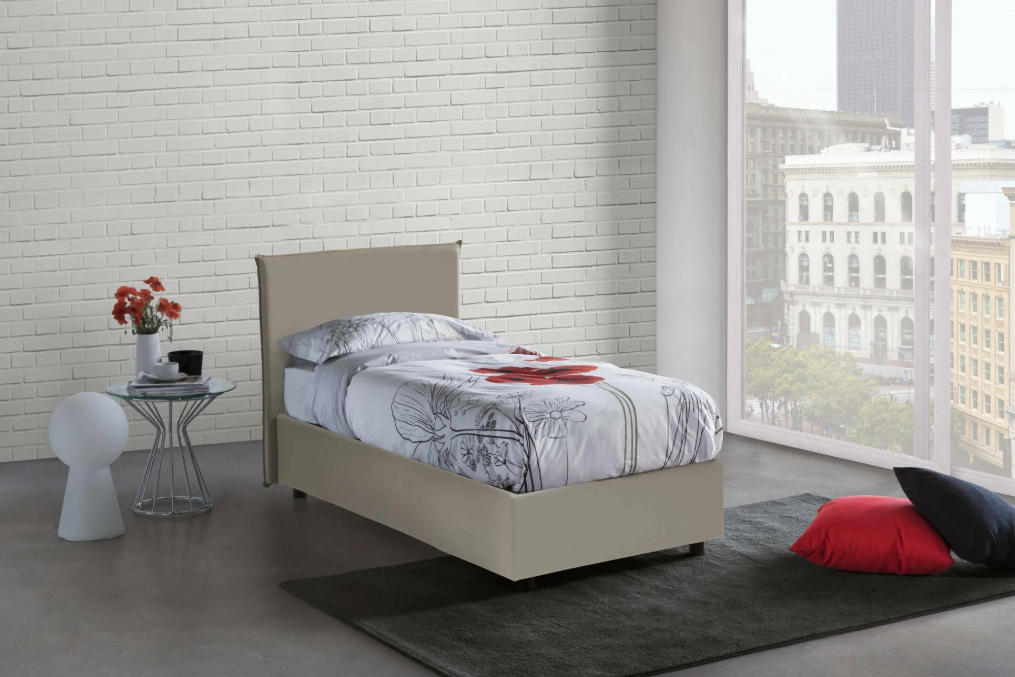 Letto singolo UmmHakim, adatto per materasso Cm 90x190,<Dmora Online