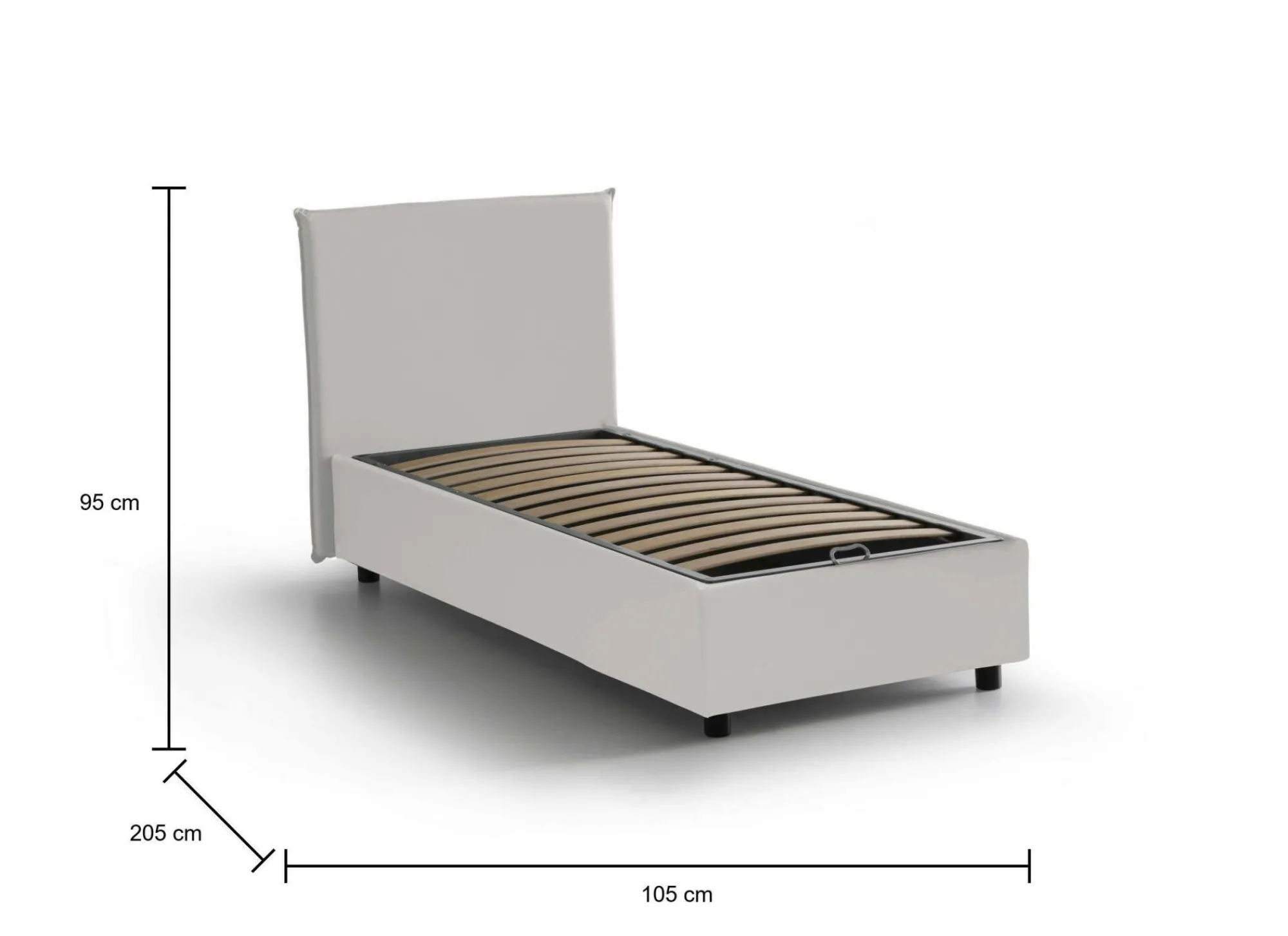 Letto singolo UmmHakim, adatto per materasso Cm 90x190,<Dmora Best Sale