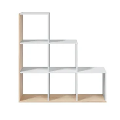 Libreria Abilu, 108x28h110 cm, Bianco e Rovere<Dmora Discount