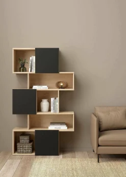 Libreria Acetosella, 32x96 h166 cm, Rovere e Nero<Dmora Cheap