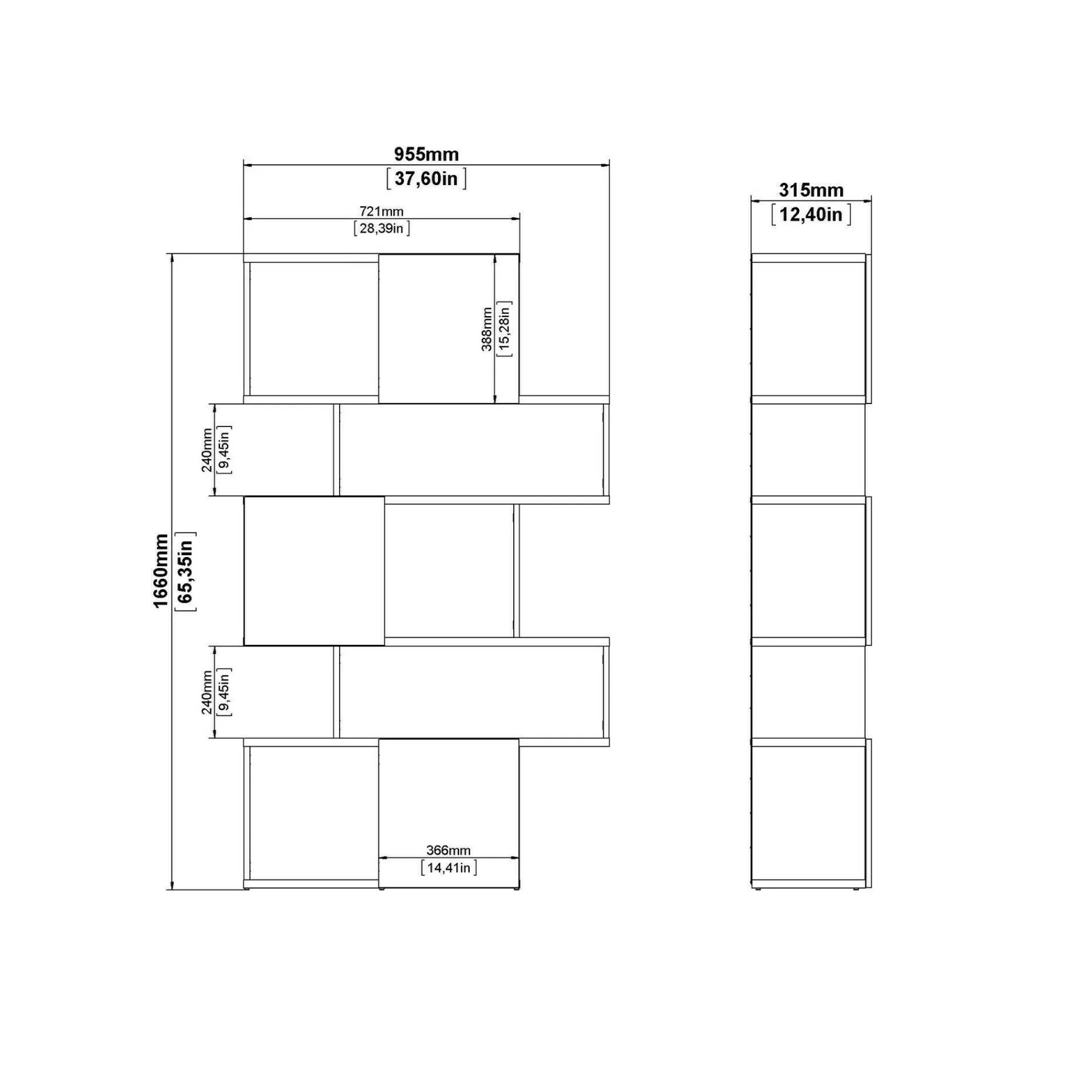 Libreria Acetosella, 32x96 h166 cm, Rovere e Bianco<Dmora Shop