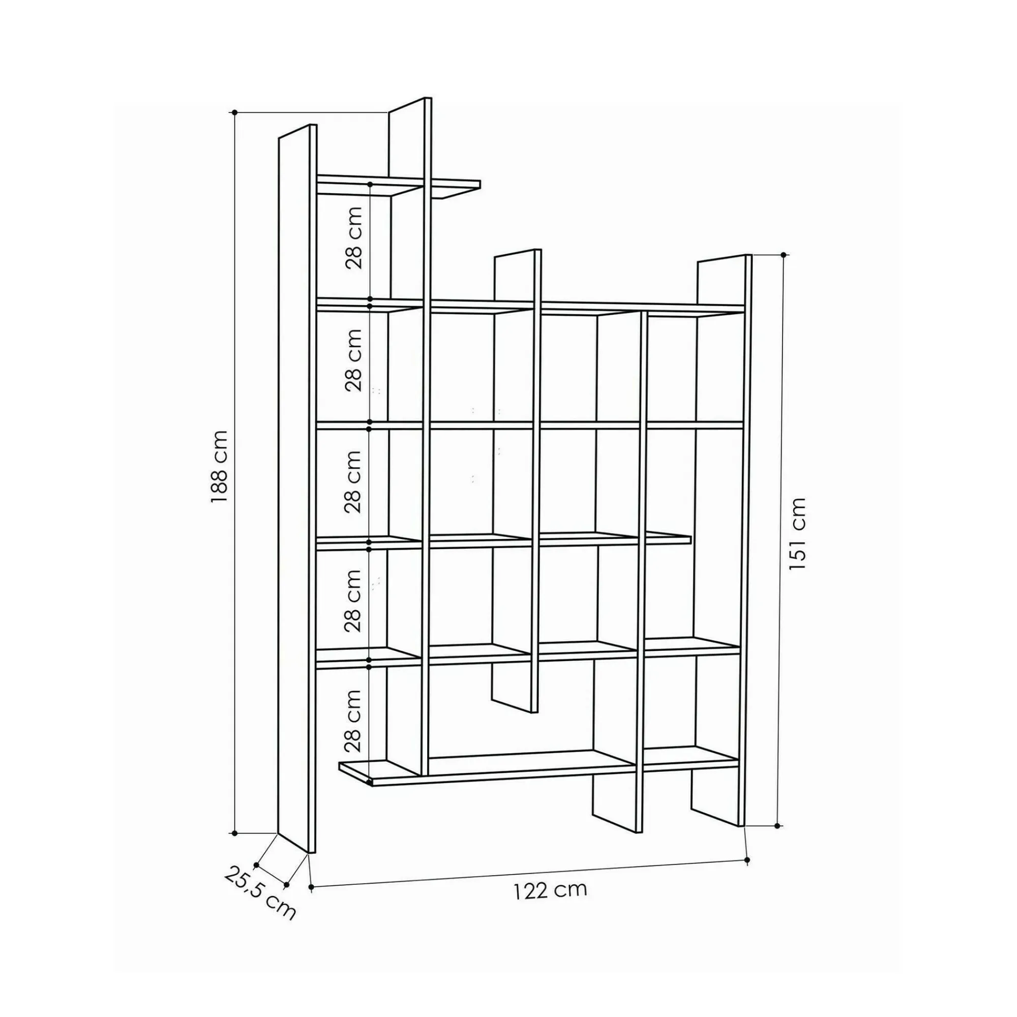 Libreria Achela, 122x26h188 cm,<Dmora Cheap