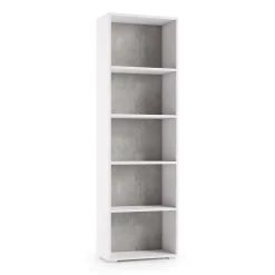 Libreria Allevien, 60x30h195 cm, Bianco e Cemento<Dmora Cheap