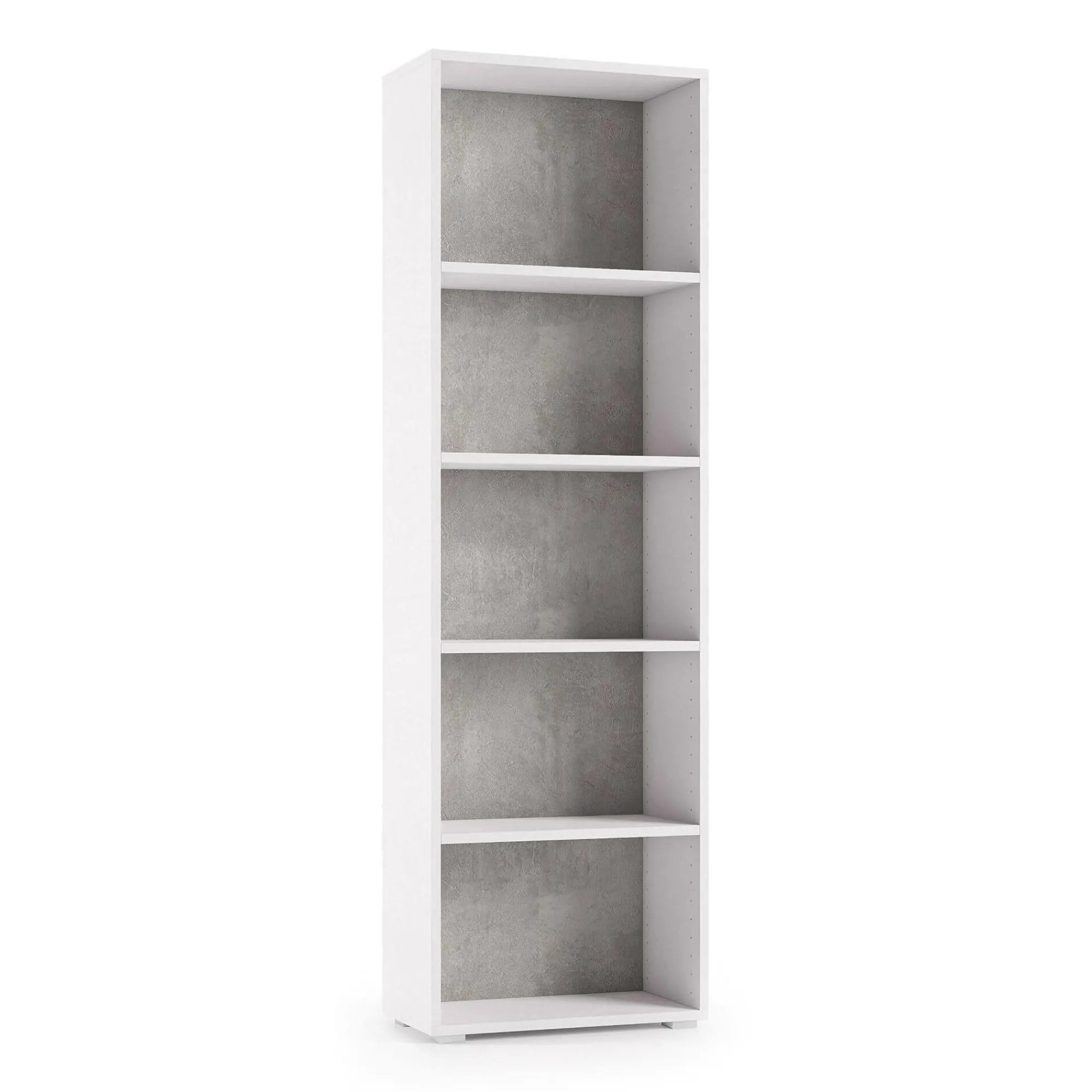 Libreria Allevien, 60x30h195 cm, Bianco e Cemento<Dmora Cheap