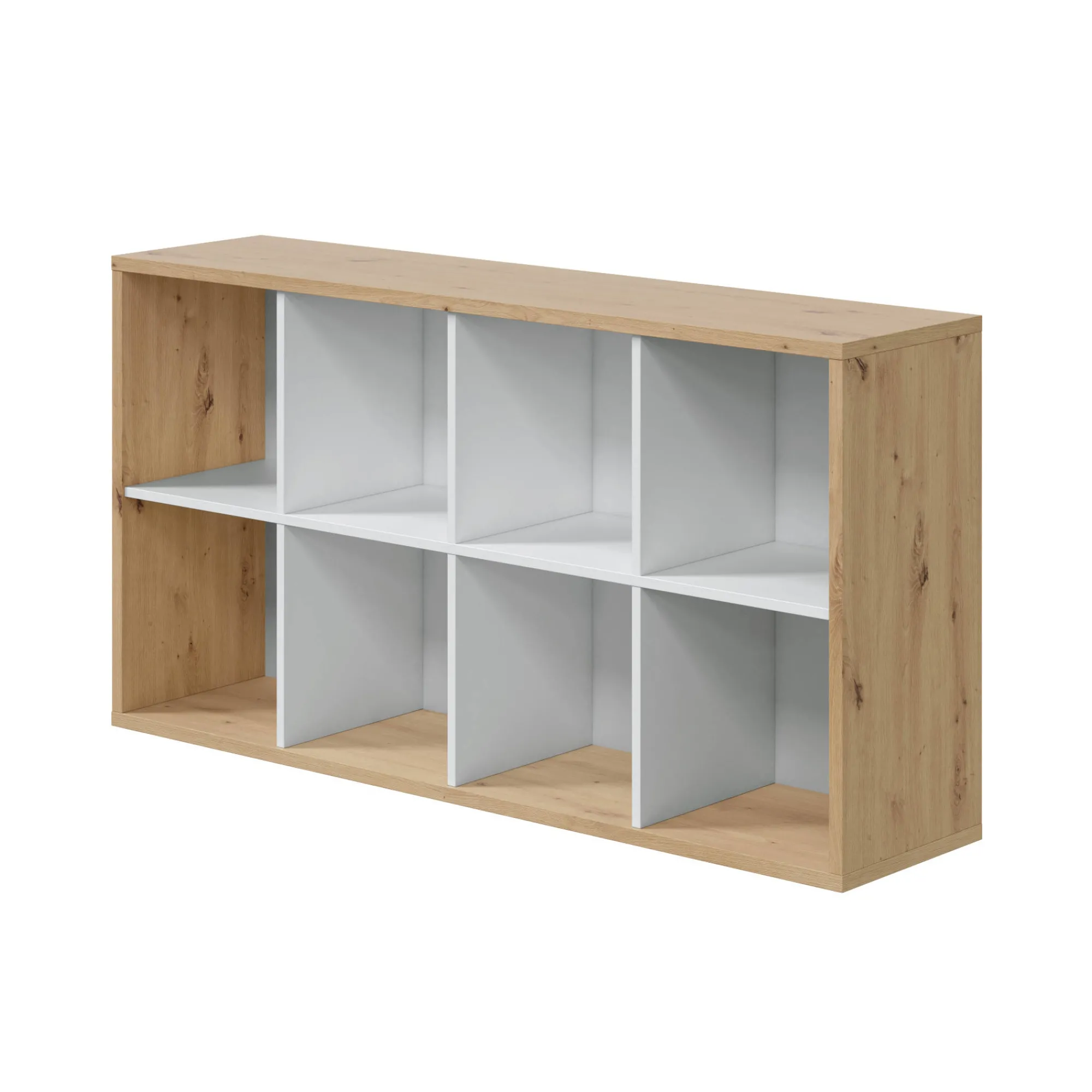 Libreria Alliers, 72x33h137 cm, Rovere effetto nodi e Bianco<Dmora Outlet