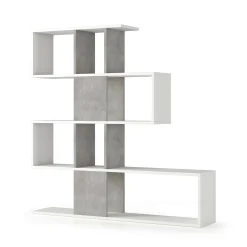 Libreria Allison, 145x29h145 cm, Bianco e Cemento<Dmora Clearance