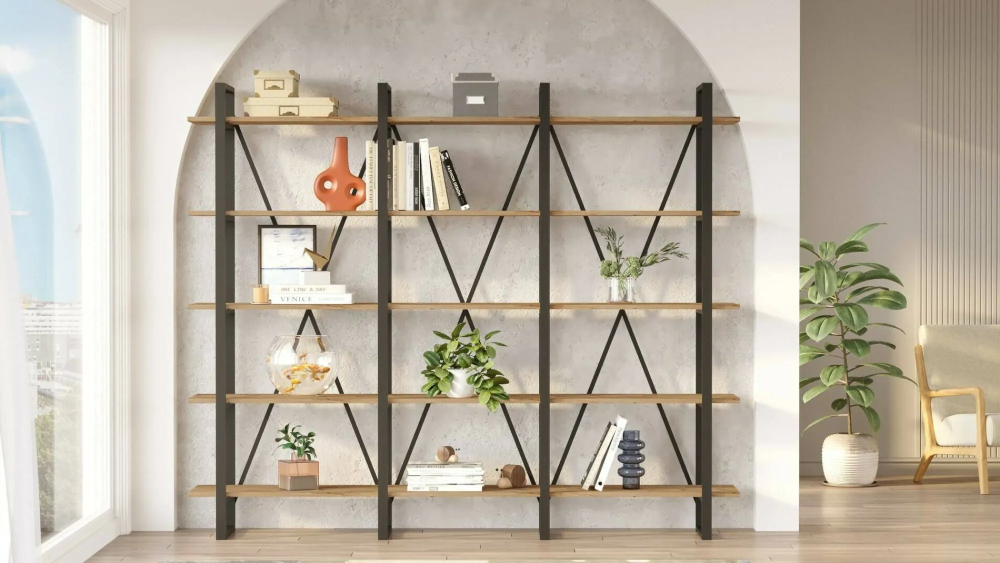 Libreria Altano, 220x34h180 cm,<Dmora Flash Sale