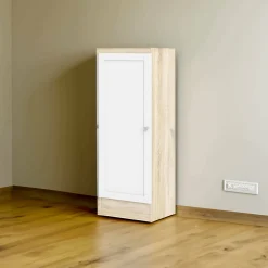 Libreria Amedee, 28x41 h107 cm, Quercia e Bianco<Dmora Best Sale