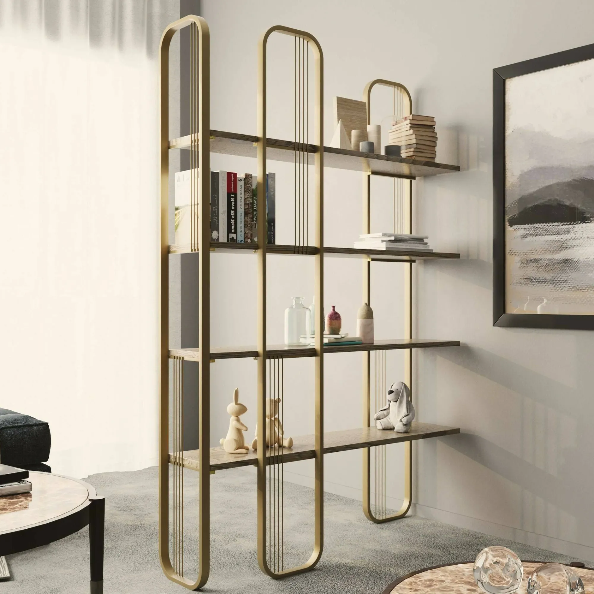 Libreria Angylla, 125x28h180 cm, Giallo<Dmora Hot