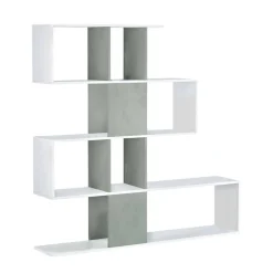 Libreria Aracnidi, 145x29h145 cm, Bianco e Cemento<Dmora Best