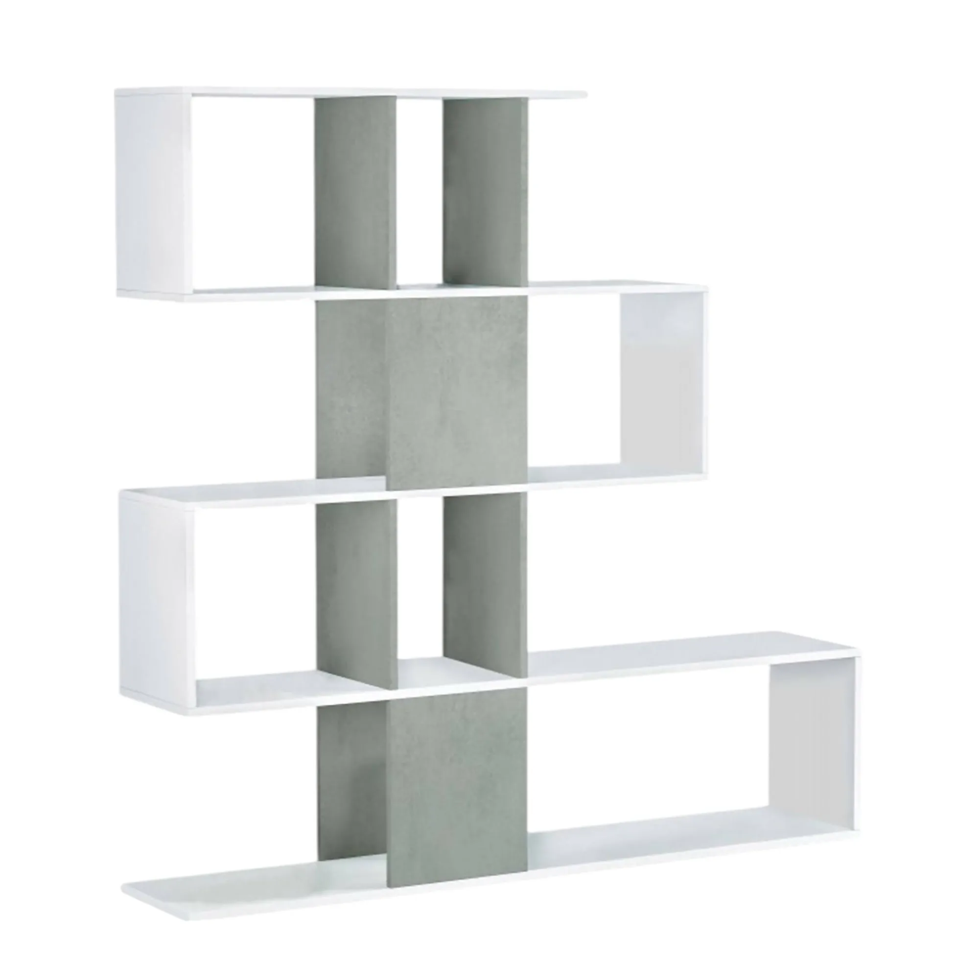 Libreria Aracnidi, 145x29h145 cm, Bianco e Cemento<Dmora Best