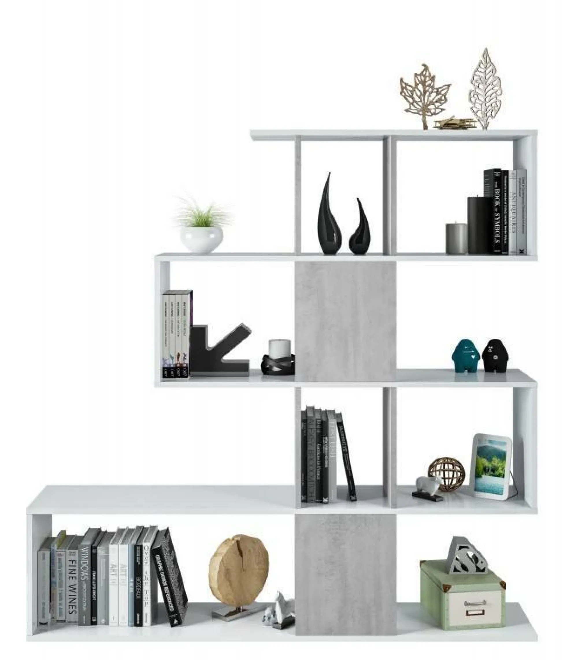 Libreria Aracnidi, 145x29h145 cm, Bianco e Cemento<Dmora Best