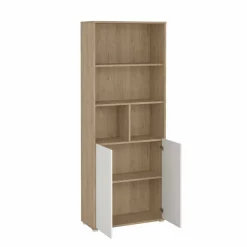 Libreria Arancio, 34x80 h205 cm, Rovere e Bianco<Dmora Best
