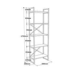 Libreria Arbus, 58x30h175 cm, Quercia e Nero<Dmora Best