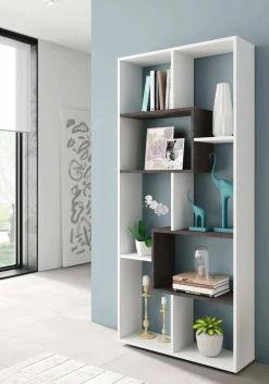 Libreria Arconnor, 80x25h180 cm, Bianco e Ossido<Dmora Flash Sale