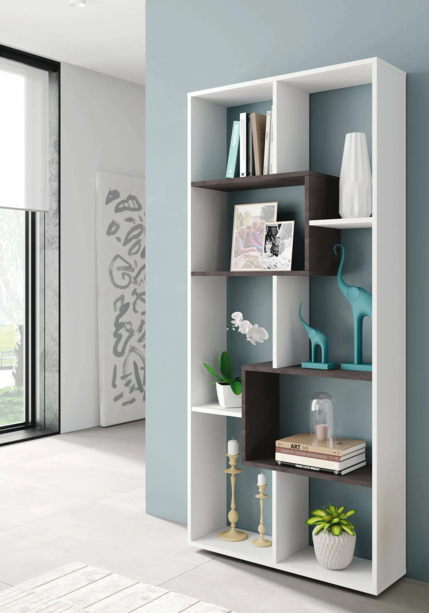 Libreria Arconnor, 80x25h180 cm, Bianco e Ossido<Dmora Flash Sale