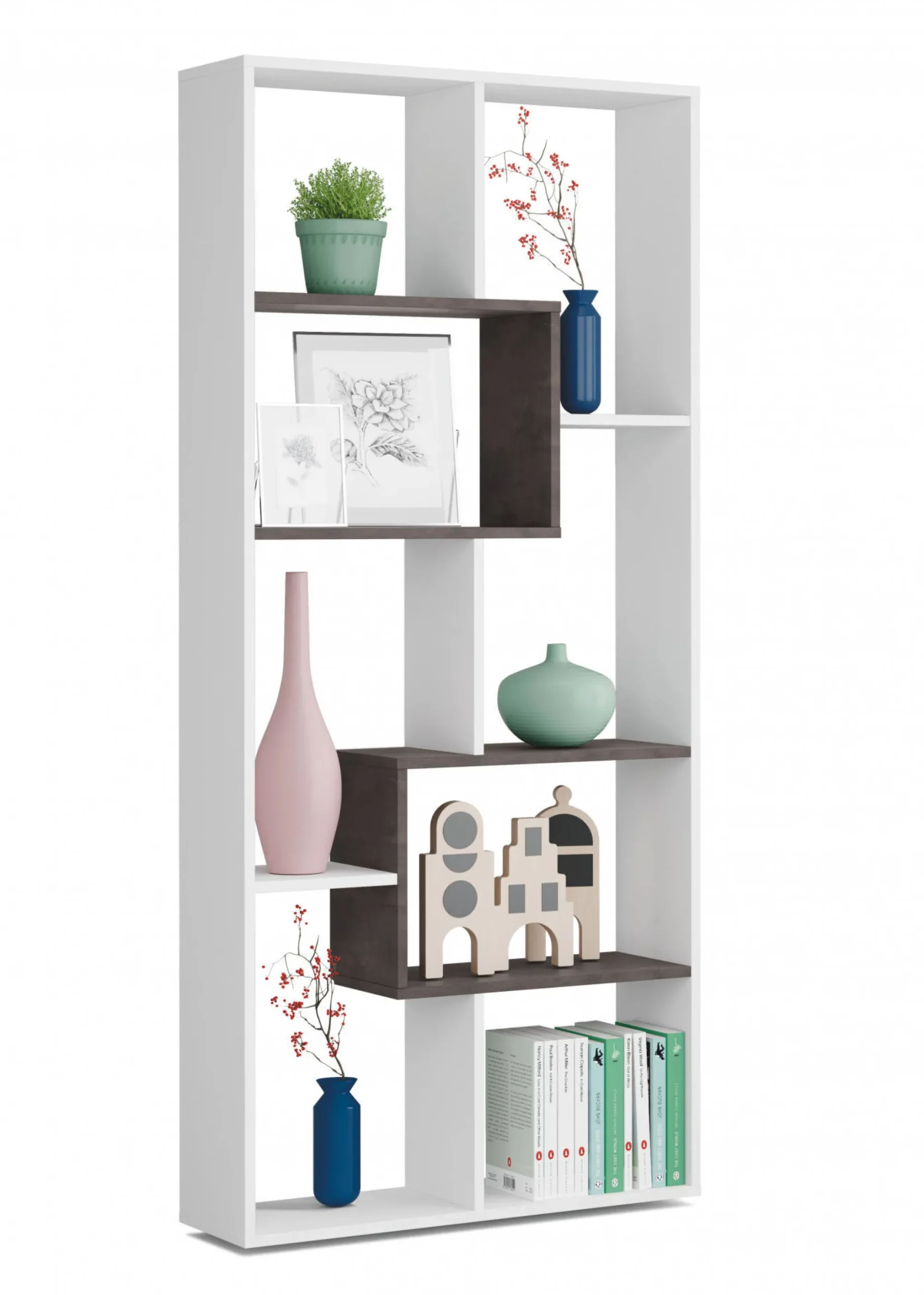 Libreria Arconnor, 80x25h180 cm, Bianco e Ossido<Dmora Flash Sale
