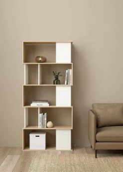 Libreria Arg, 80x30 h174 cm, Rovere e Bianco<Dmora Flash Sale