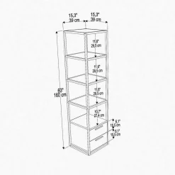 Libreria Arsim, 39x39h169 cm, Bianco e Nero<Dmora Best Sale