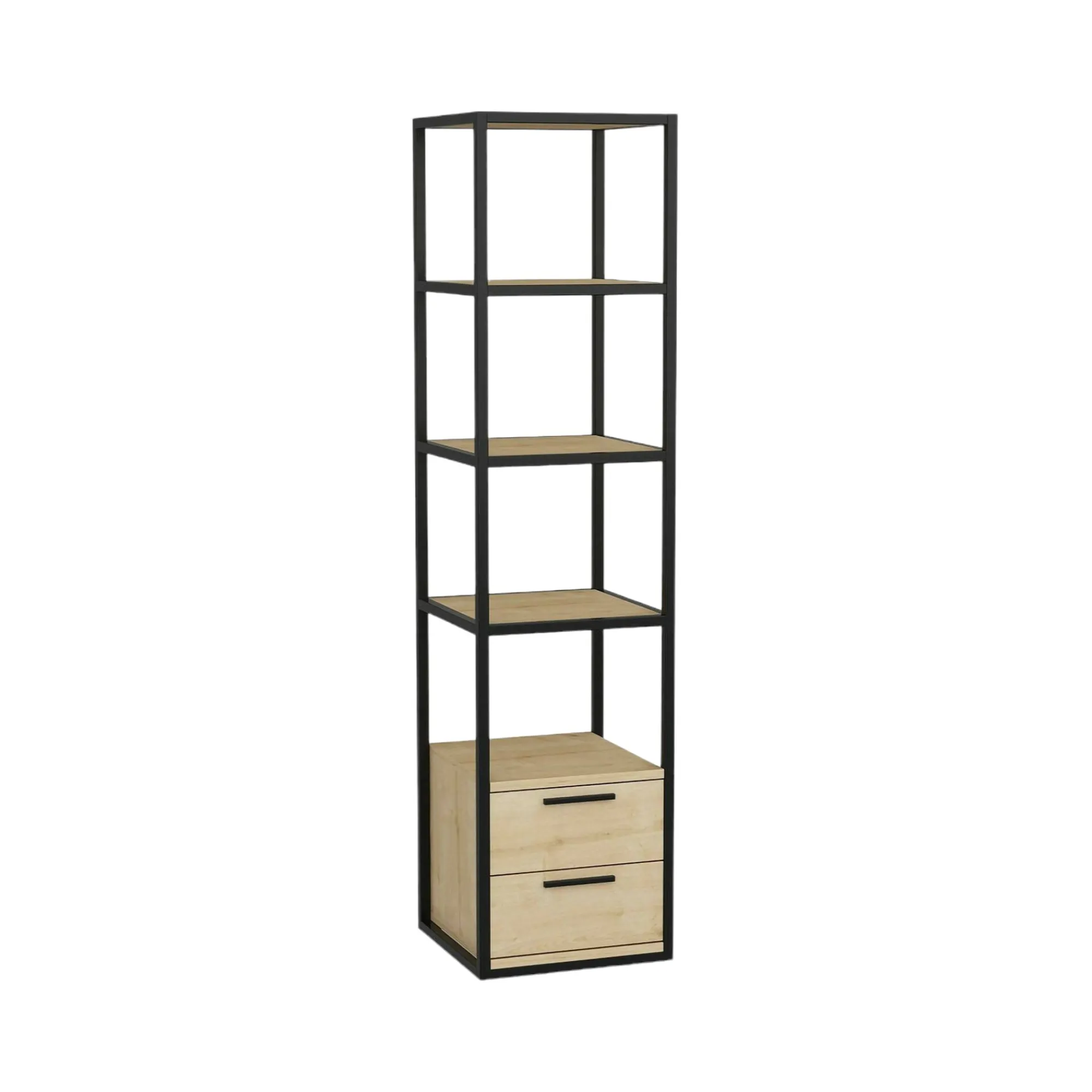 Libreria Arsim, 39x39h169 cm, Nero e Quercia<Dmora New