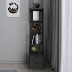 Libreria Arsim, 39x39h169 cm, Nero e Antracite<Dmora Store