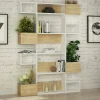 Libreria Artich, 120x25h171 cm, Bianco e Rovere<Dmora Online