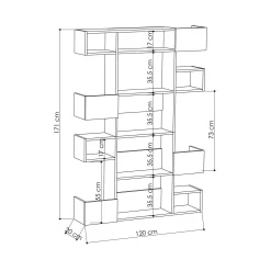 Libreria Artich, 120x20h171 cm, Quercia e Antracite<Dmora Cheap