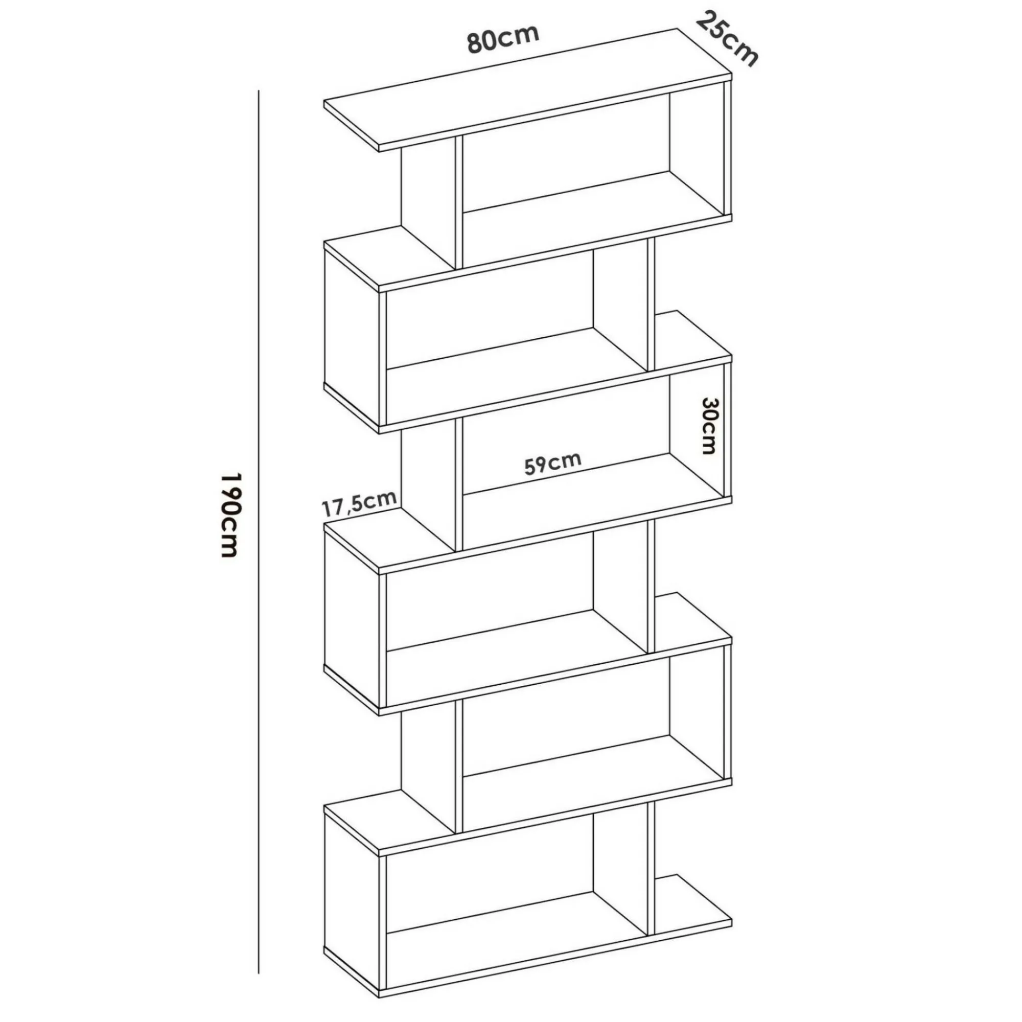 Libreria As, 80x25h190 cm,<Dmora Cheap