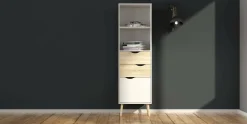 Libreria Assesor, 50x39 h171 cm, Bianco e Quercia<Dmora Store