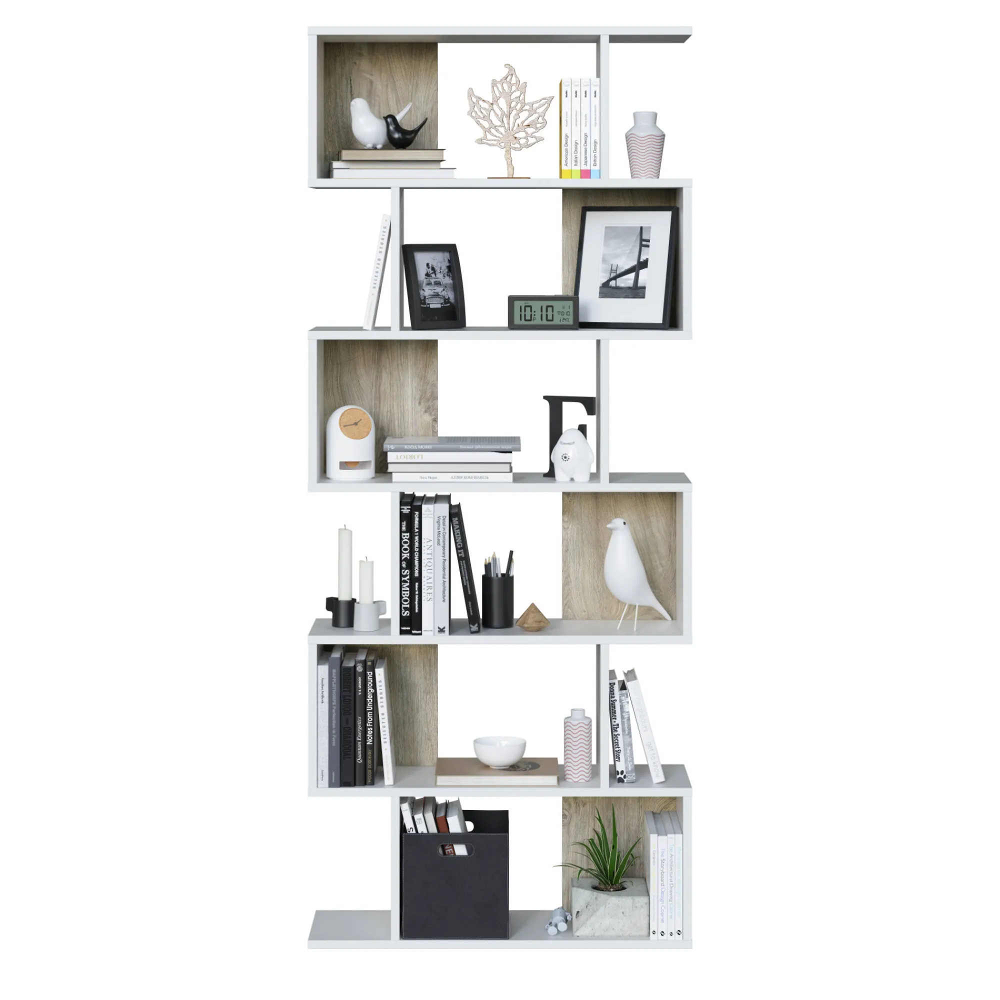 Libreria Ataman, 80x25h192 cm, Bianco e Rovere<Dmora Store