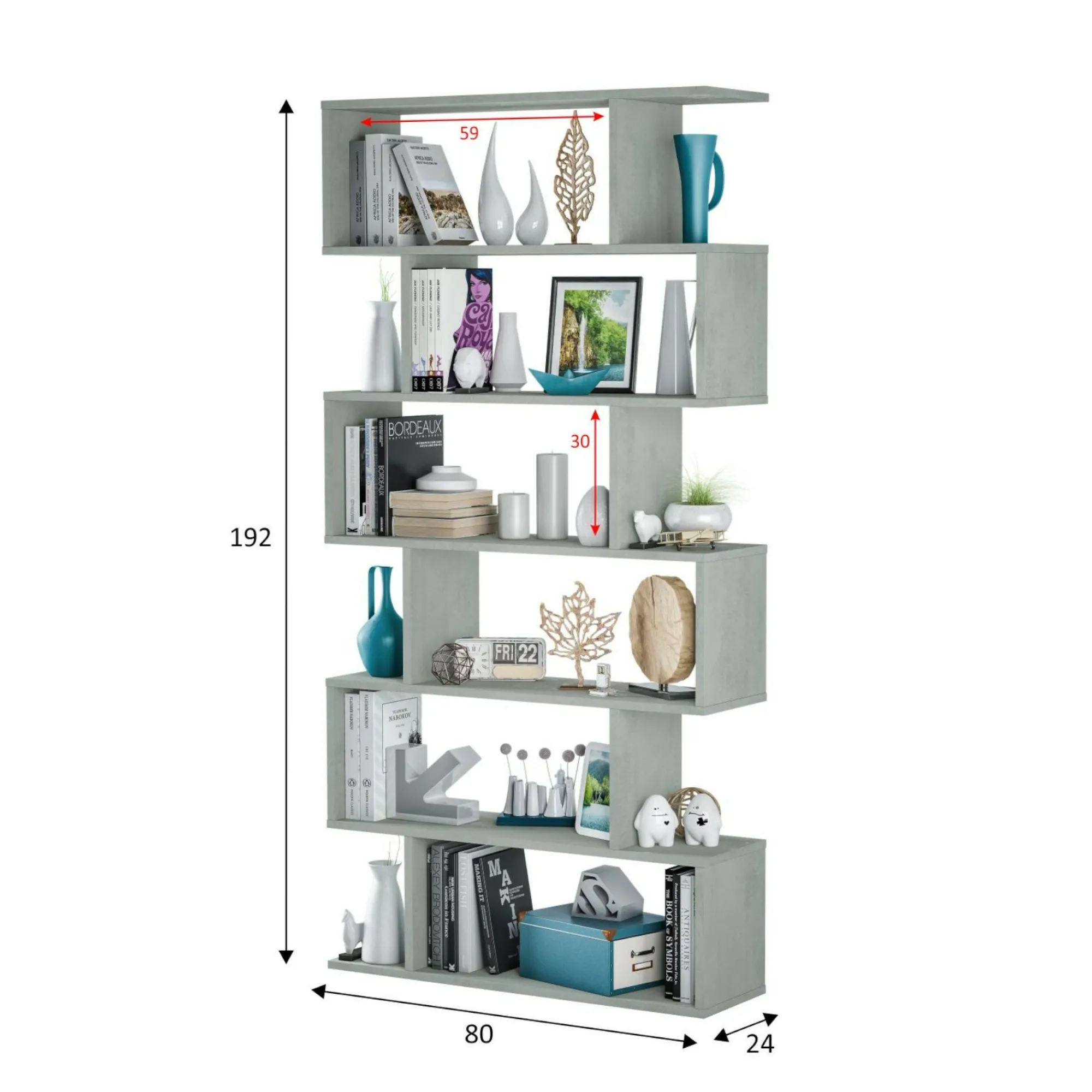 Libreria Ataman, 80x24h192 cm, Grigio<Dmora Store