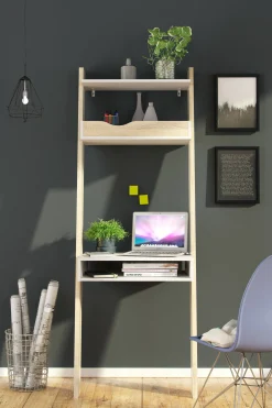 Libreria Aviv, 65x48 h180 cm, Bianco e Quercia<Dmora Outlet