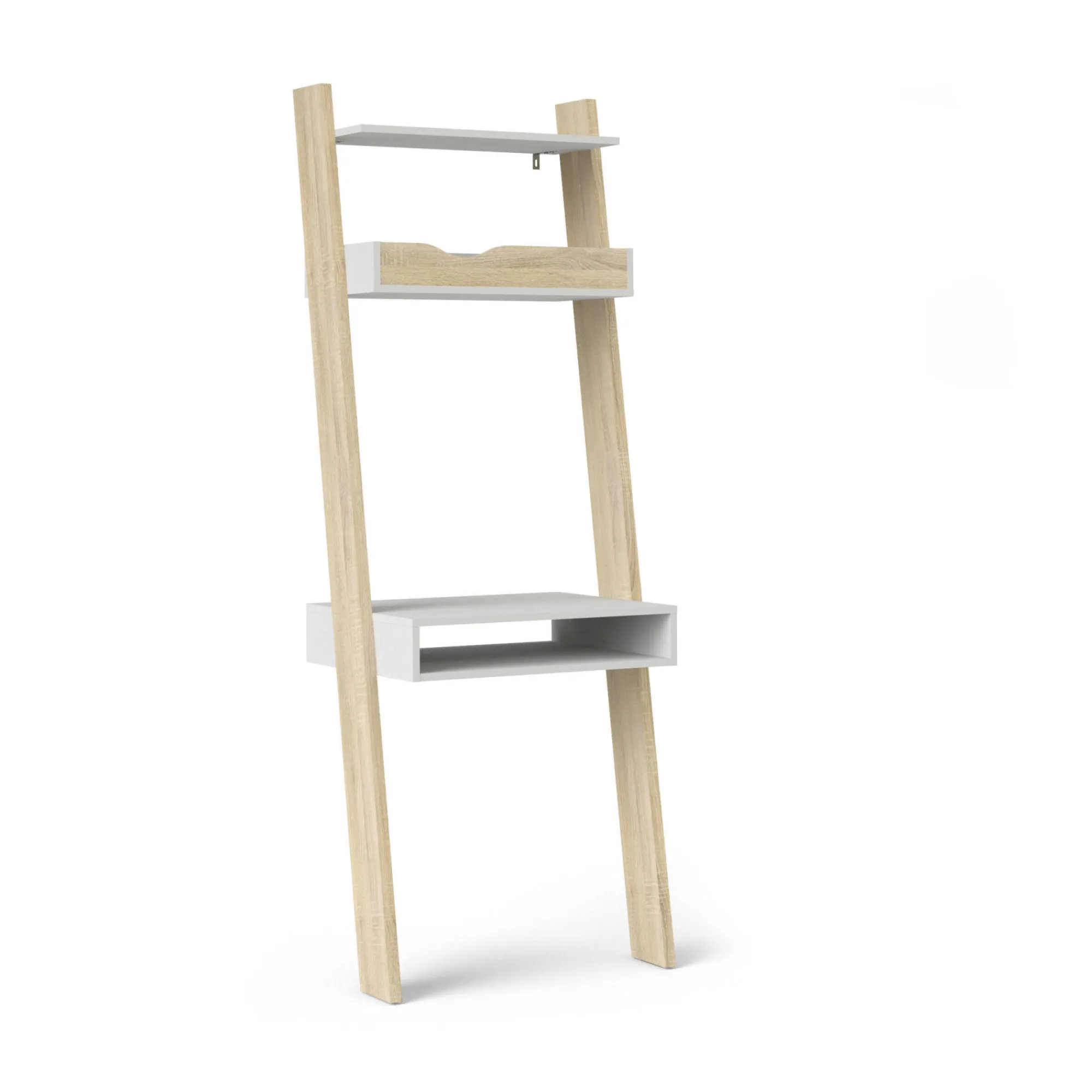 Libreria Aviv, 65x48 h180 cm, Bianco e Quercia<Dmora Outlet