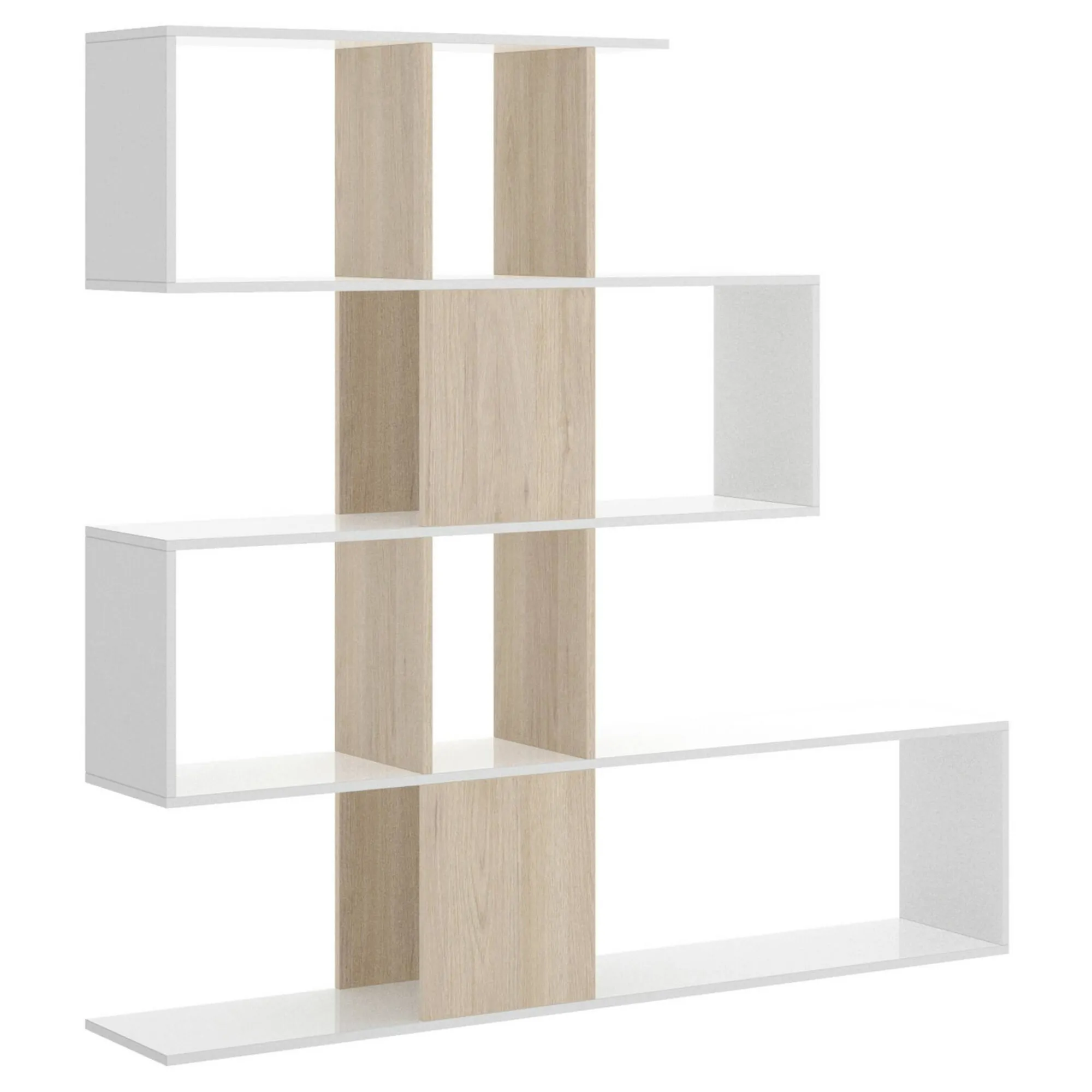 Libreria Ax, 145x29h145 cm, Bianco e Rovere<Dmora Hot