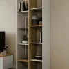 Libreria Badia, 76x33 h183 cm, Rovere e Bianco<Dmora Fashion