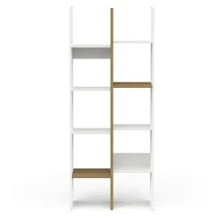 Libreria Badia, 76x33 h183 cm, Rovere e Bianco<Dmora Fashion