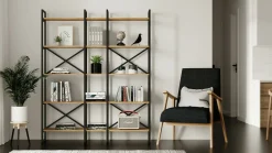 Libreria Berna, 144x30h175 cm, Quercia e Nero<Dmora Cheap