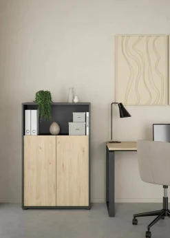Libreria Canossa, 34x80 h124 cm, Rovere e Grigio<Dmora Online