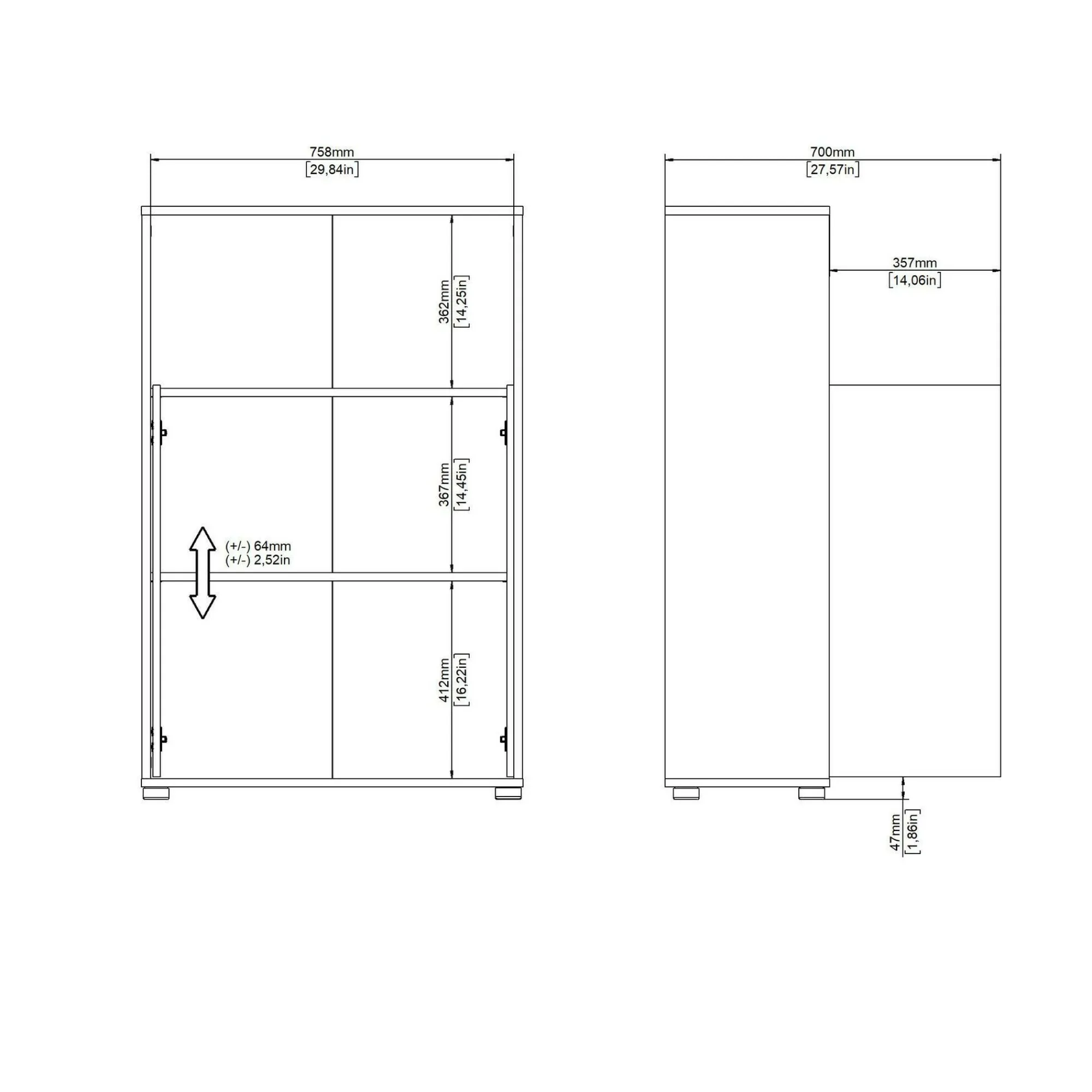 Libreria Canossa, 34x80 h124 cm, Rovere e Bianco<Dmora Discount