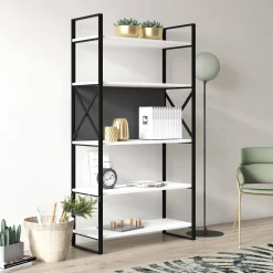 Libreria con cinque ripiani sviluppata in altezza, cm 86 x 35 x 160, colore e antracite<Dmora Best