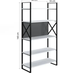 Libreria con cinque ripiani sviluppata in altezza, cm 86 x 35 x 160, colore e antracite<Dmora Discount