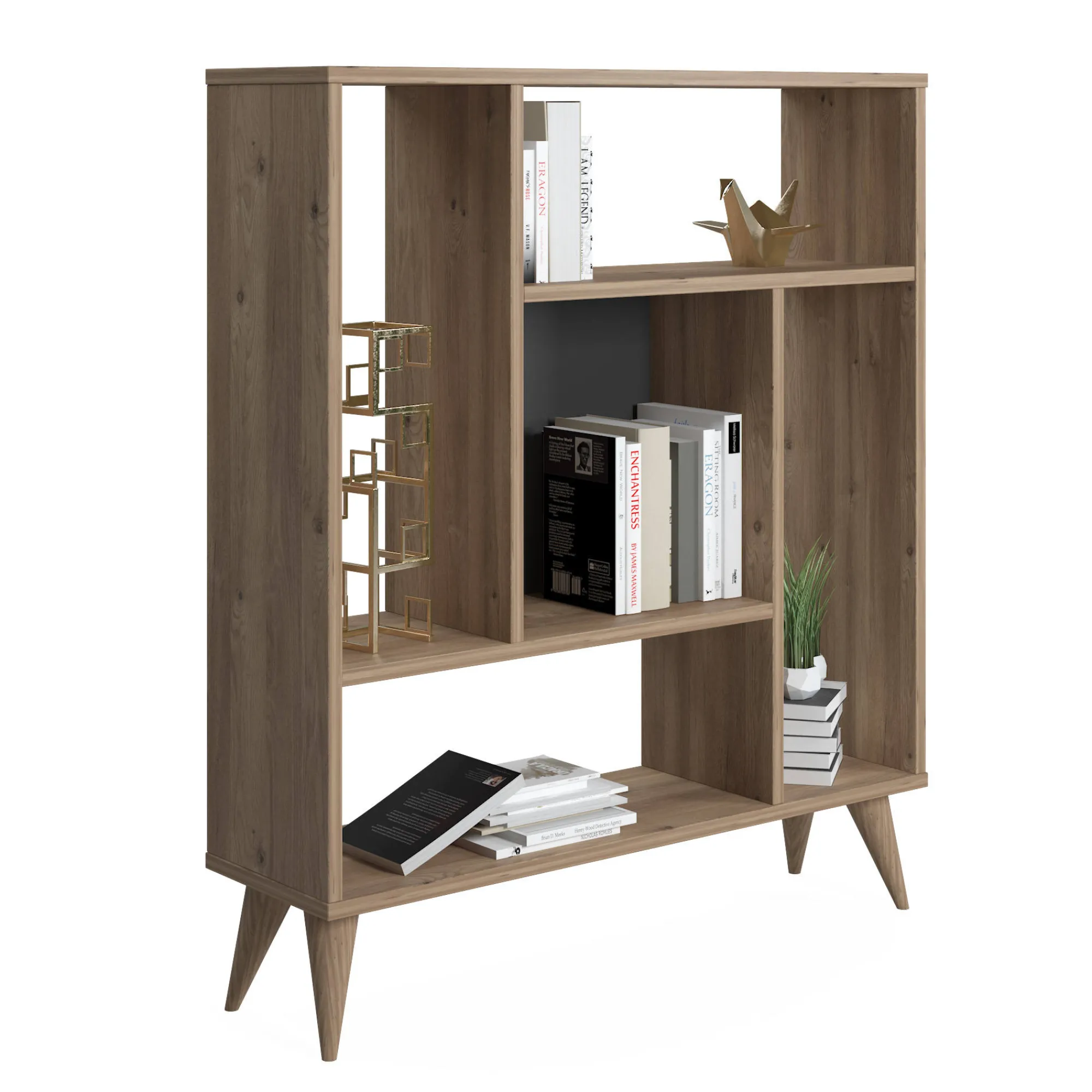 Libreria con cinque scomparti, cm 90 x 25 x 105, colore<Dmora Fashion