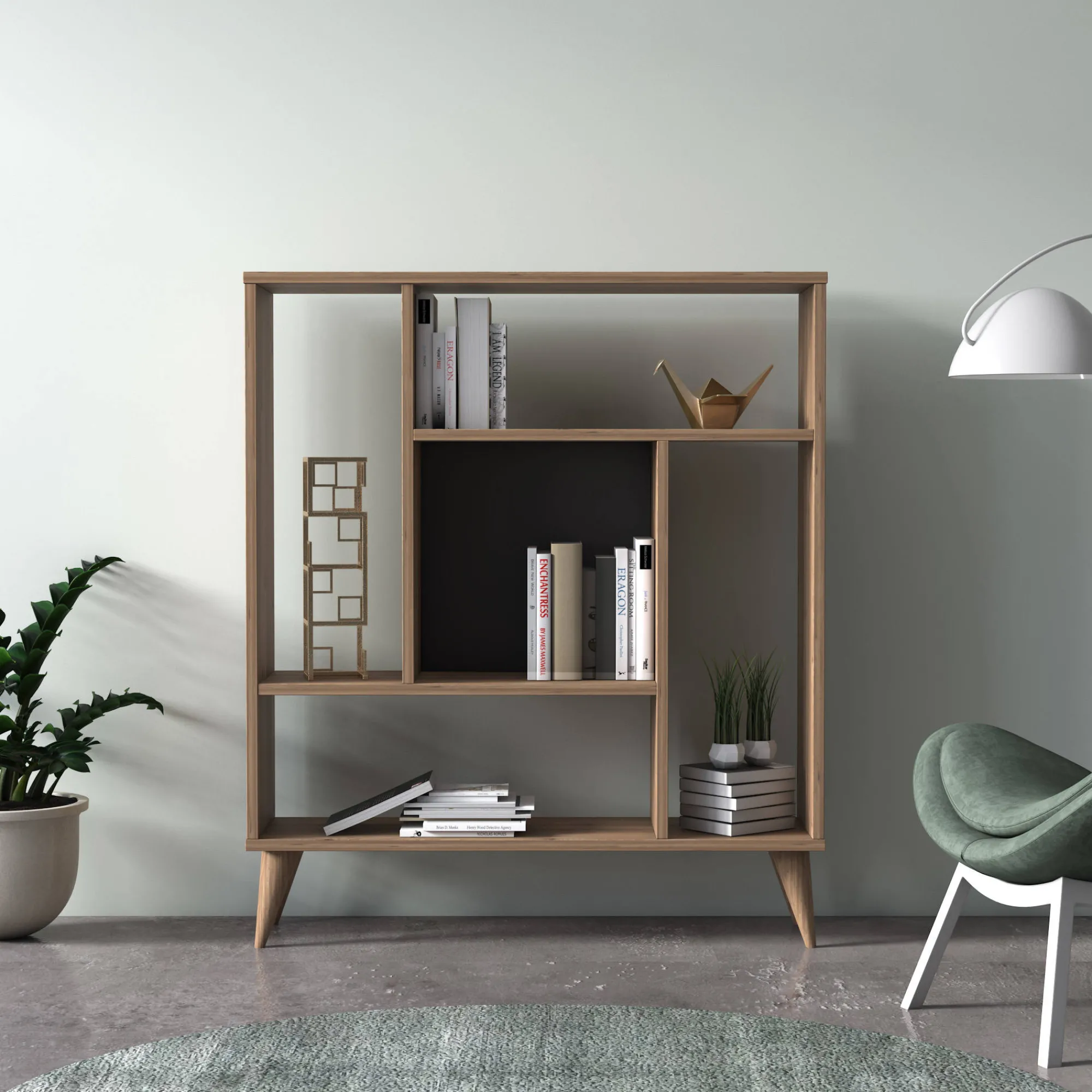Libreria con cinque scomparti, cm 90 x 25 x 105, colore<Dmora Fashion