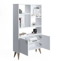 Libreria con due ante battenti e cinque scomparti aperti, cm 75 x 25 x 131, colore<Dmora Fashion